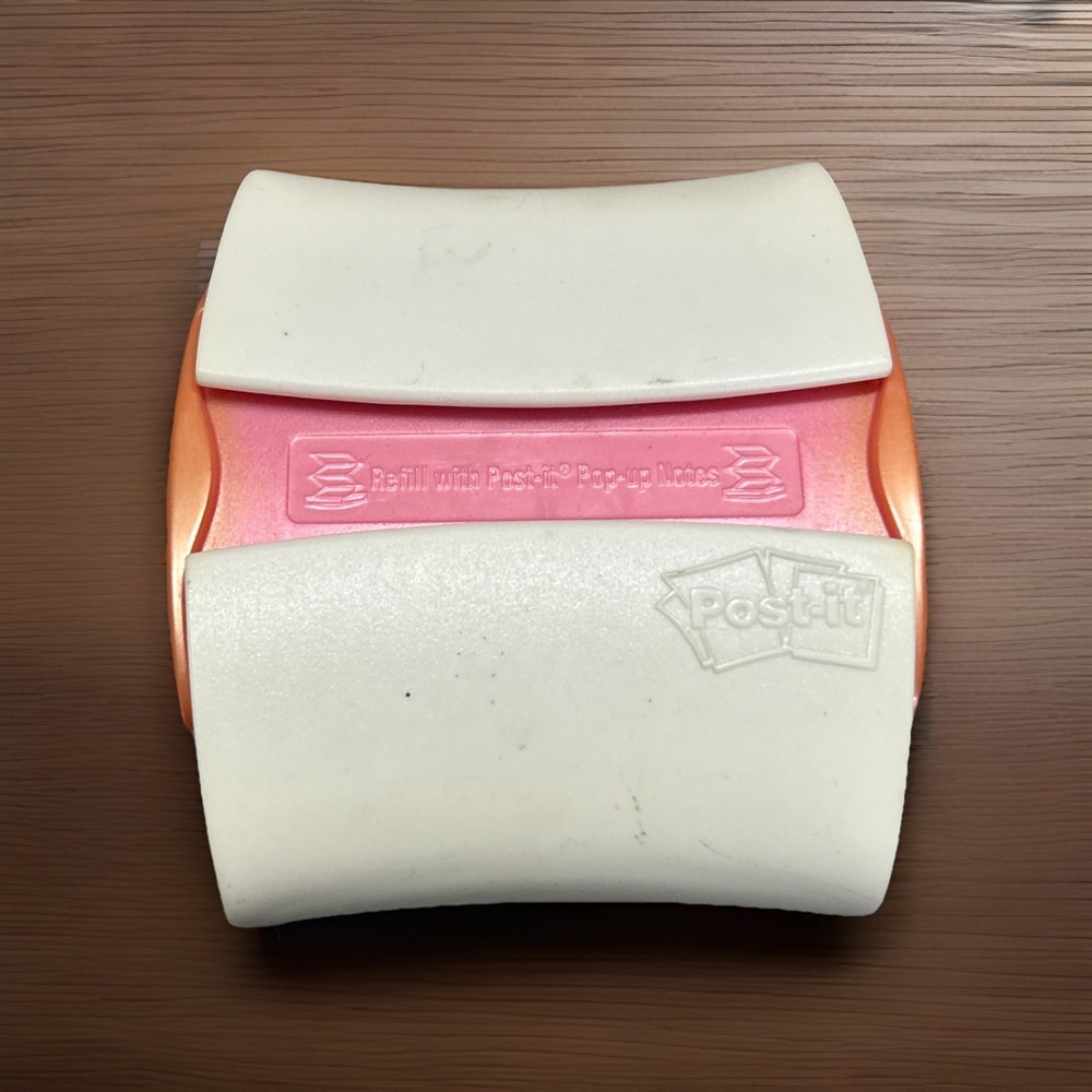 Vintage Post-It PopUp Sticky Note Dispenser PRO330 White Pink HeavyDuty Weighted - Picture 2 of 5